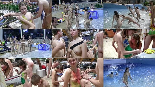 Adult and young naked naturists in the pool video [Naturism Archiv]